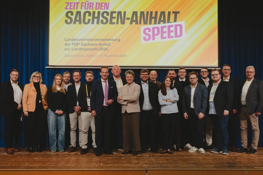 Die FDP Sachsen-Anhalt hat auf ihrer Landesvertreterversammlung am 15.11.2025 in Staßfurt die Landesliste für die Landtagswahl 2026 gewählt.
